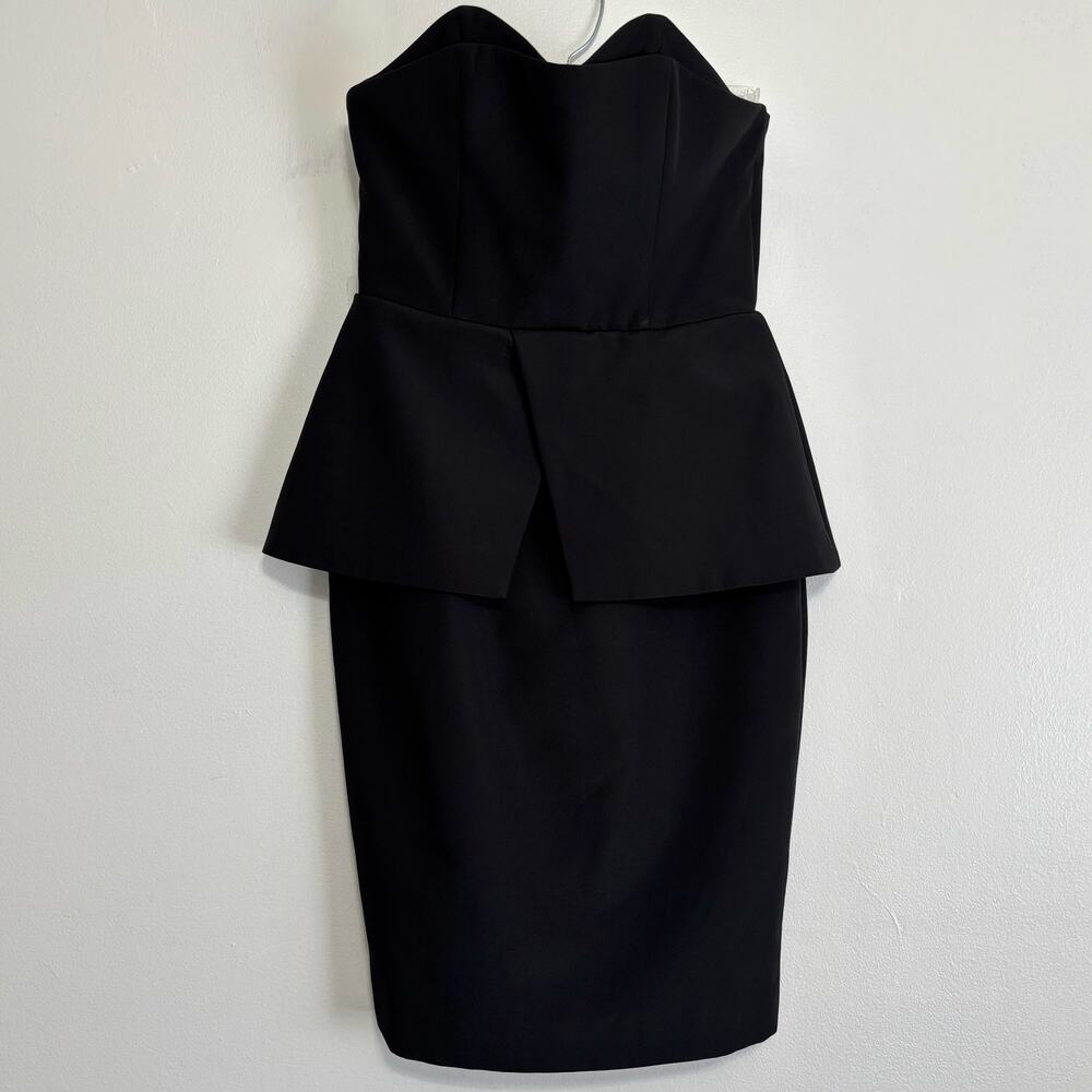 Finders Keepers Black Strapless Peplum Pencil Dress S